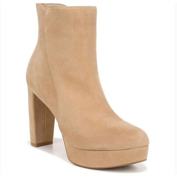 Naturalizer Flavio Platform Ankle Boots 9.5 Tan NWOT Bootie Heel Suede Beige - Picture 1 of 9
